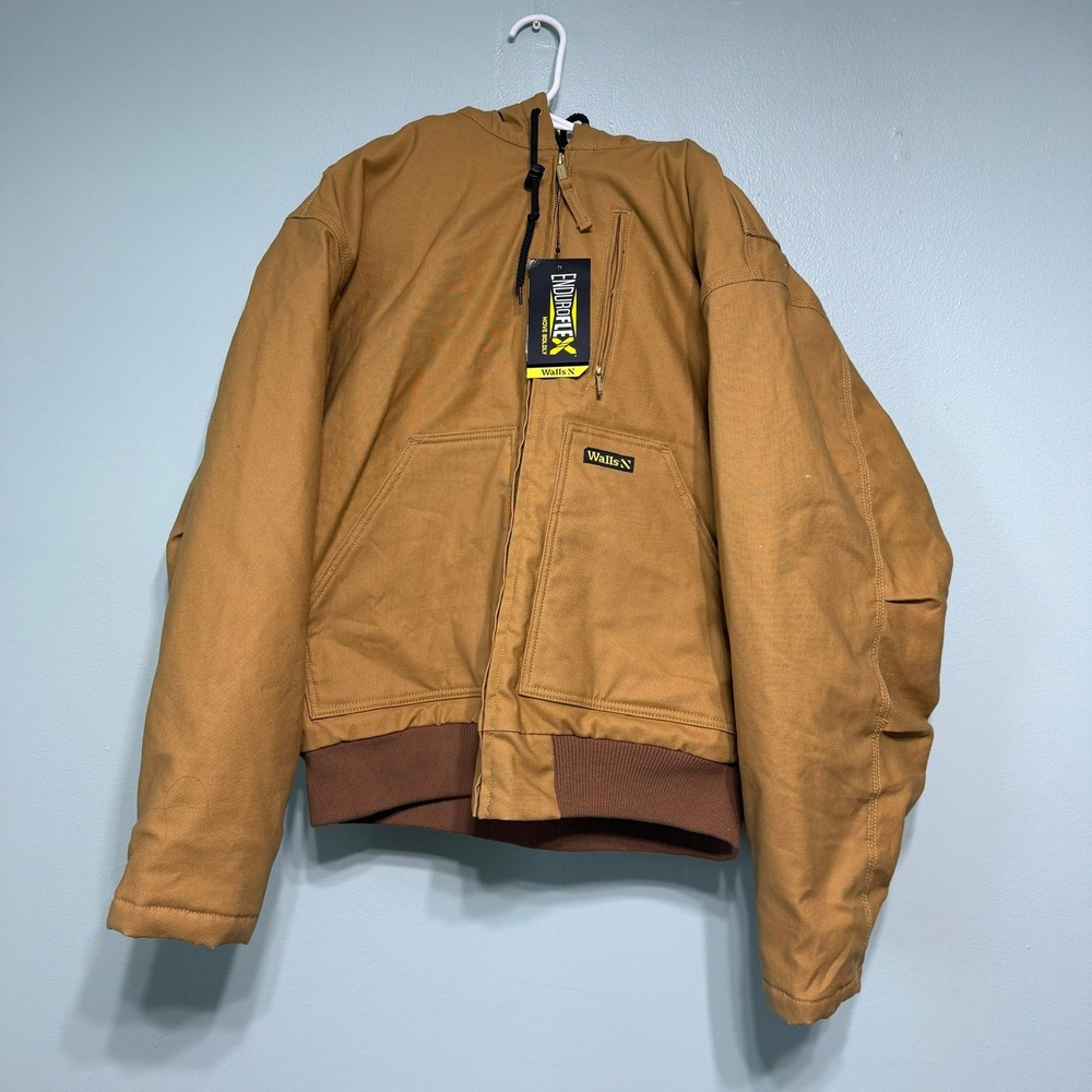 Walls Mens Large Insulated Bomber EnduroFlex Brown Duck Canvas Work Jacket